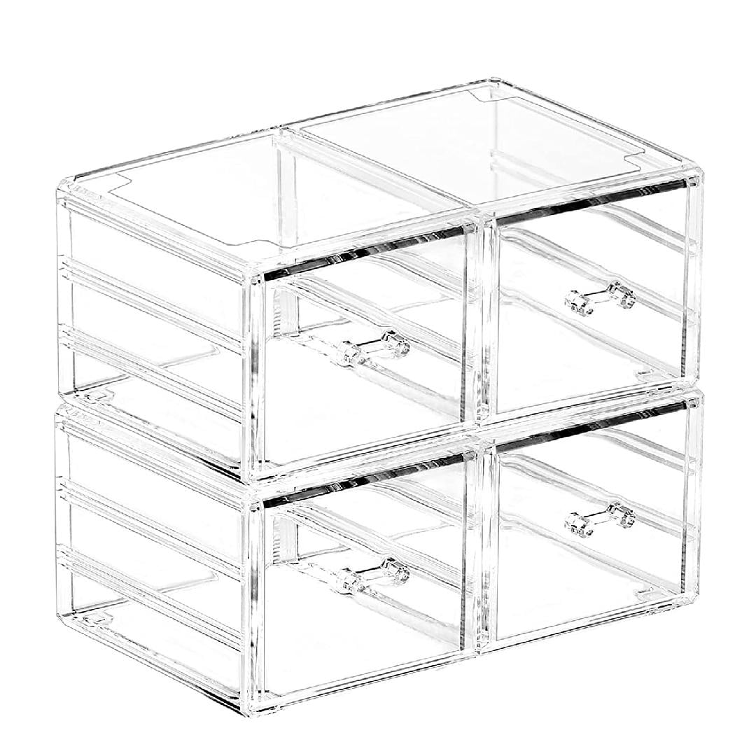 Pack of 2 Countertop Stackable Drawers Bathroom Organizer Clear
