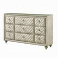 thumbnail image 3 of Willa Wide Dresser Chest, 9 Drawers, Faux Crystal, Tufted Beige Velvet, 3 of 5