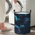 thumbnail image 5 of Lsque Ice blue light spot jellyfish Pattern Laundry Hamper Basket, Tall Woven Rope Hamper Basket for Clothes, Lightweight Storage Basket, Collapsible Waterproof-Medium, 5 of 6