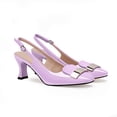 thumbnail image 5 of YOWMNS Women's Low Heel Slingback Square Toe Pumps Buckle Strap Patent Leather Metal Decoration Elegant Comfortable Dress Shoes (Purple,7.5), 5 of 5