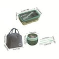 thumbnail image 3 of Microwaveable Divided Lunch Box Set With Utensils And Insulated Bag For Work School And Travel（1 long lunch box+1 circular lunch box+1 insulated bag）,Green, 3 of 6