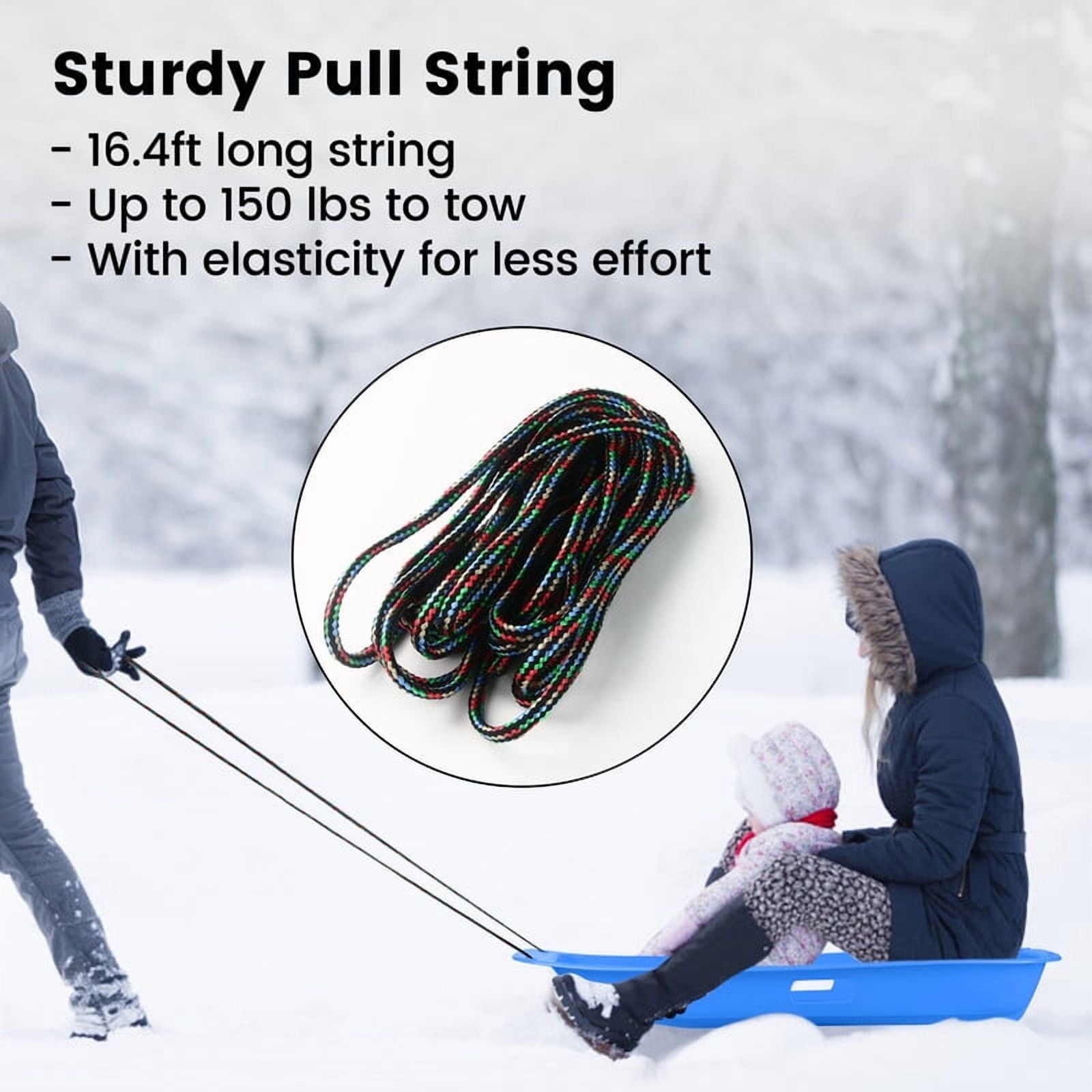 Gamexcel 36-Inch Durable Downhill Sprinter Toboggan Snow Sled for Kids, Boys, Girls, and Adults, Featuring Built-in Handles and Pulling Rope - Blue