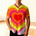 thumbnail image 2 of Men's Valentine's Day T-Shirt Hear Printed Summer Beach Casual Short Sleeve Button Down Lapel Shirts,Valentine's Day Gift for Him Orange, 2 of 6