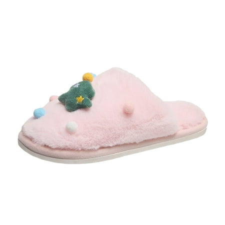 

Follure Girl women s casual shoes Winter Women s Casual Shoes Breathable Indoor Christmas Slippers Pink 40-41