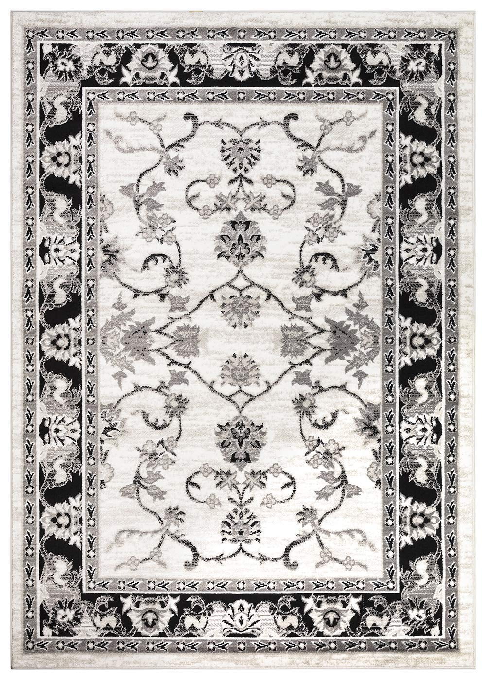 Lapis Regal 5x7 Timeless Classic Traditional Area Rug in Black Bone