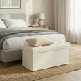 thumbnail image 4 of CONCETTA 30" Folding Storage Ottoman Bench, 660 lbs Weight Capacity, End‑of‑Bed Foot Rest Storage Chest for Living Room, Bedroom, Entryway, PE Beige, 4 of 10