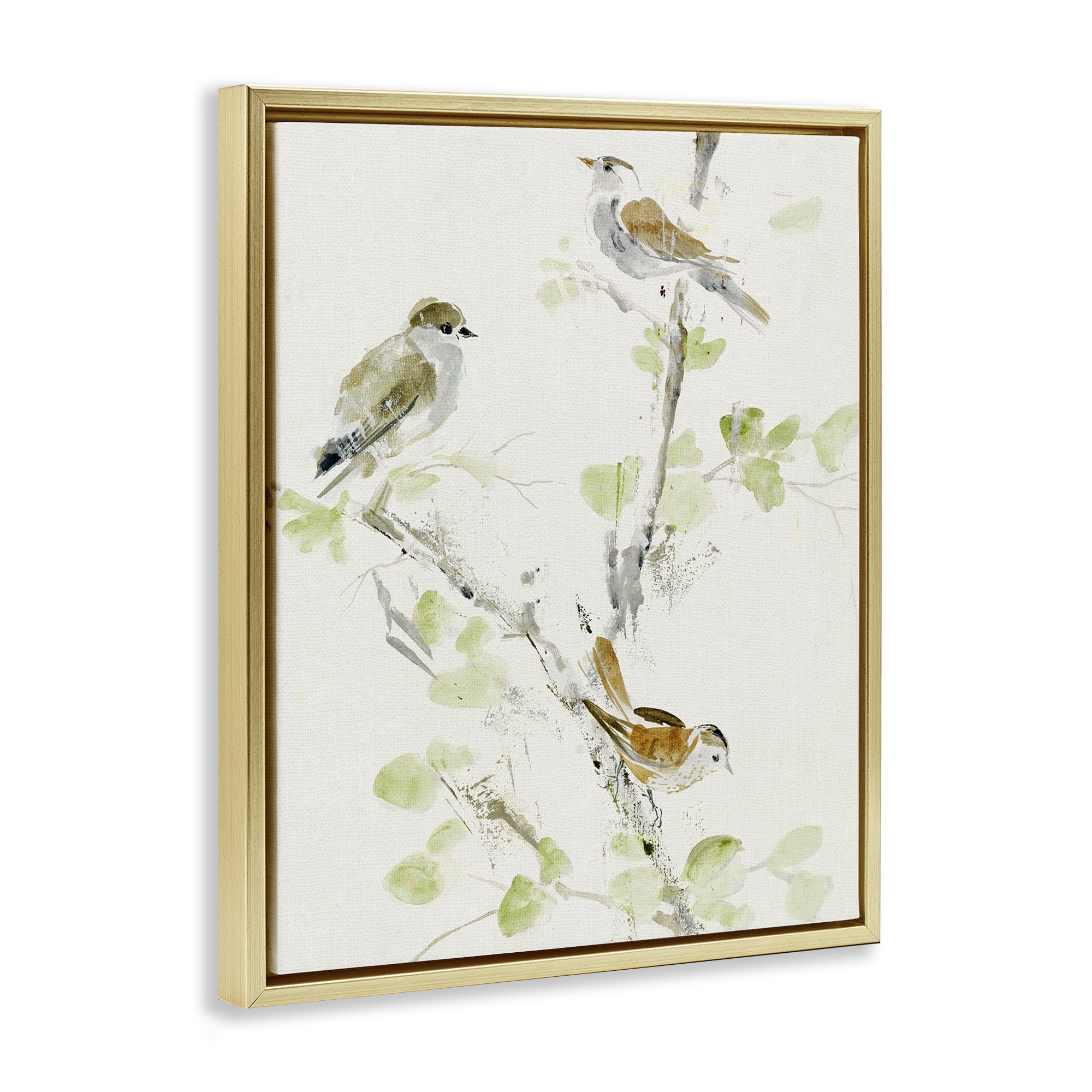 Stupell Industries Delicate Feathers Abstraction Gold Framed Floater Canvas Wall Art, design by Lorenzo Collective