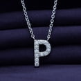 thumbnail image 4 of 18K White Gold Plated Initial Necklace | Moissanite Diamond Alphabet Necklace | Dainty Necklaces for Her | Letter "P" Pendant Necklace |18" + 2" Adjustable Chain, 4 of 6