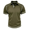 thumbnail image 3 of Mens Polos Tops Button Down Solid Color Striped Short Sleeve Mens Formal Shirts,Green,S, 3 of 5