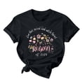 thumbnail image 2 of Black*Friday Clearance Items under $5 GaThRRgYP Plus Size Tops for Women,Summer Tops for Girls,Women Mother's Day Gift Mom Flower Print Short Sleeve Round Neck T-shirt Pattern Top Black XL, 2 of 7