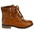 thumbnail image 6 of Lace up Military Style Combat Ankle Bootie Women's Boots Vegan Leather - 6.5 / Camel, 6 of 8