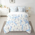 thumbnail image 2 of Homewish Ribbon Bow Bowtie 7-Piece Twin Bedding Sets,Rustic Rose Flower Bedding Comforter Set,Beige Blue Sheet Sets For Child,Ultra Soft Home Decor Reversible, 2 of 8