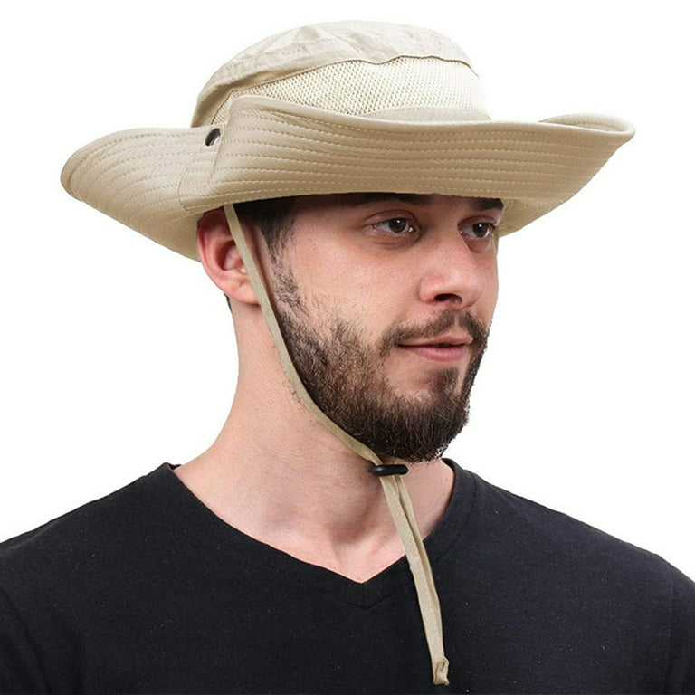 HARGLESMAN Men Sun Hat Sun Protection Wide Brim Bucket Hat Waterproof Foldable Boonie Hat, adult Unisex, Size: One size, Beige