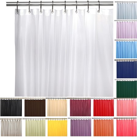 AUQ Extra Long Fabric Shower Curtain Liners,Water Resistant Bathroom Curtains,Rust Resistant Grommets Top Weighted Bottom Machine Washable