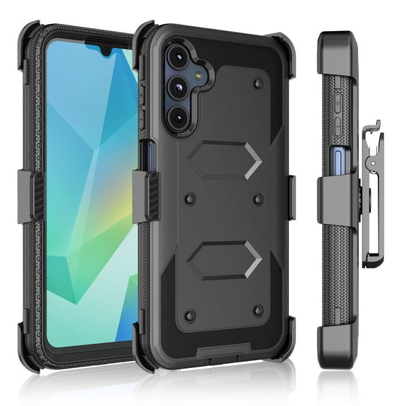 Njjex Motorola Moto G Stylus 5G 2024 Holster Case [3-in-1] - Military-Grade Drop Protection, Built-in Screen Protector & 360° Rotating Belt Clip Carrying Swivel Defender Full Body Cover Black