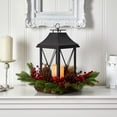 thumbnail image 3 of Nearly Natural 16" Holiday Berries, Pinecones and Greenery with Lantern Artificial Flower Table Arrangement, 3 of 4