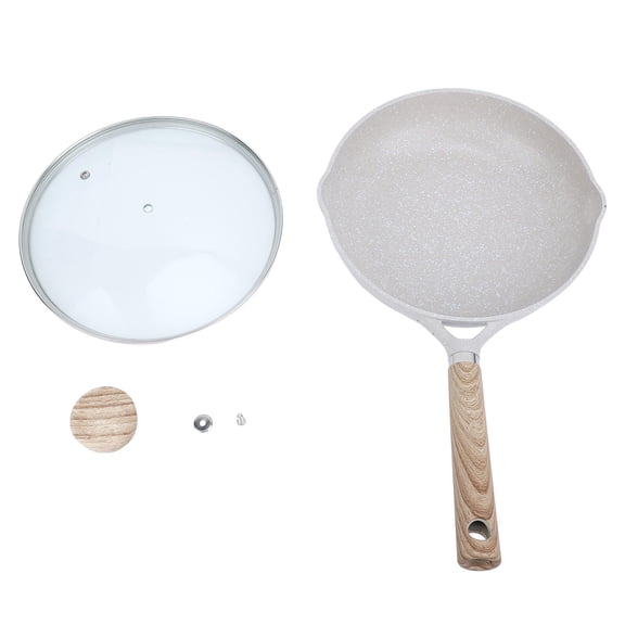 BOKYAN 24cm Maifan Stone Frying Pan – Non‑Stick, Fast Heat, Double‑Inclined Port, Extended Handle, Visual Lid