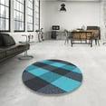 thumbnail image 3 of Ahgly Company Indoor Round Patterned Bright Turquoise Blue Area Rugs, 4' Round, 3 of 6