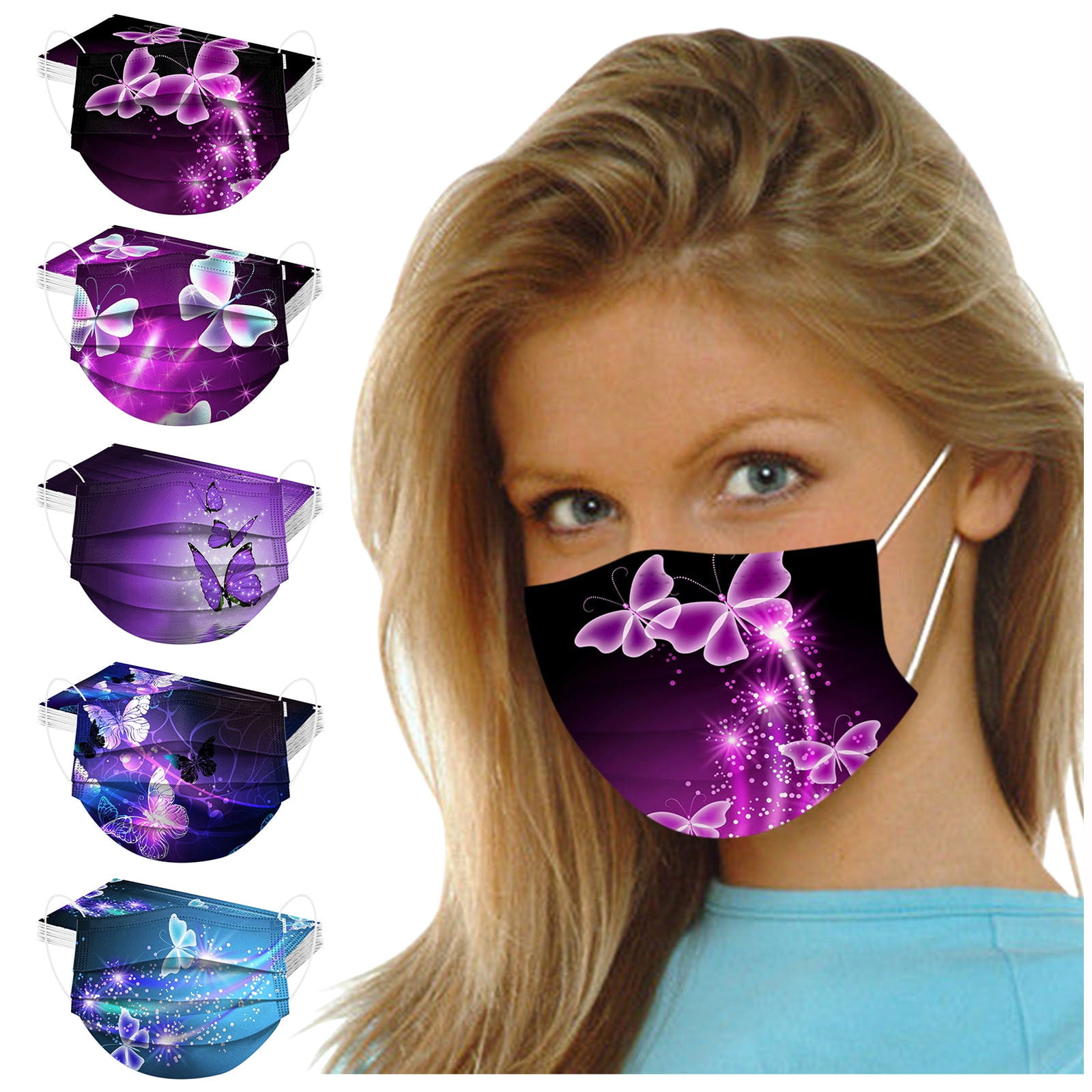 Giftesty 50pcs Adult Butterfly Disposable Three Layer Breathable Face Masks