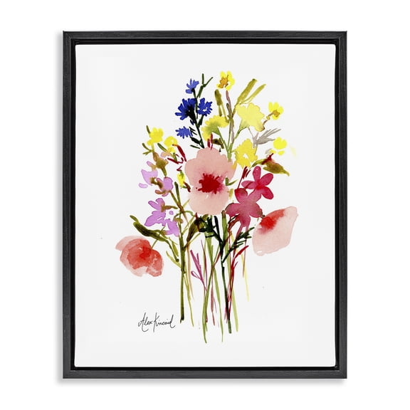 Stupell Industries Cottage Bold Cottage Bunches Black Floating Frame Canvas Art, 17 x 21, by Alexandria Gilbert Kincaid