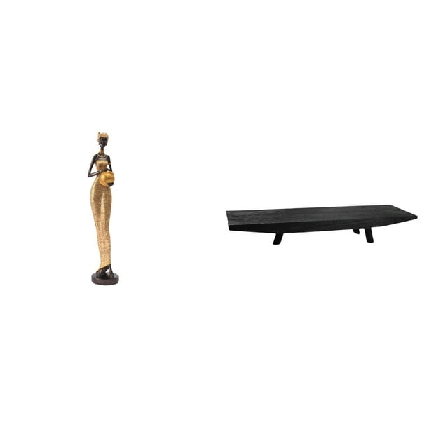 Estatuas de mujeres,Estatuas y esculturas africanas Tienda de estatuas de mujeres,Bandeja para servir,Bandeja para servir frutas,centro de mesa con almacenamiento,Bandeja rectangular de madera