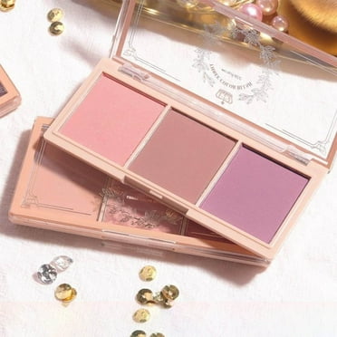 Blush for Cheeks,Blush Palette,3 Color Blush Palette for Cheeks - Natural Matte Pink Contour Powder Blush, 3 in 3 Long Lasting, Blendable, Face Matte Contour Blush Makeup Palette(B)