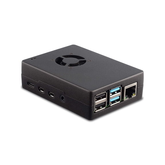 Vilros Raspberry Pi 4 Compatible Heavy Duty Aluminum Alloy Case with Preinstalled and Ready to Connect Fan Black