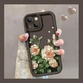 thumbnail image 5 of Oil Painting Camellia Pattern All-Inclusive Phone case, Cute and Small Fresh, wear-Resistant, for iPhone 15 14 13 12 11 Pro Max Plus XS XR 7 8 Phone Case (Black,iPhone 14 Pro), 5 of 7