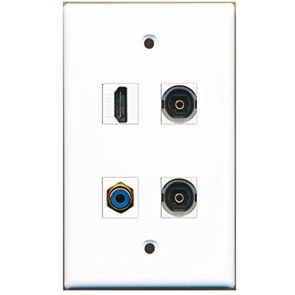 RiteAV - 1 Port HDMI 1 Port RCA Blue 2 Port Toslink Wall Plate