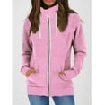 thumbnail image 2 of Sudadera con cremallera y cordón para mujer, chaqueta con cuello levantado y manga larga, prendas de vestir con bolsillo para el trabajo, rosa, L, 2 of 4