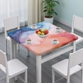 thumbnail image 3 of Blue Red Purple Marble Pattern Square Fitted Tablecloth with Elastic Edge,Square Table Cover,Washable Elastic Table Cover for Home Kitchen Party Decor 36"x36", 3 of 6