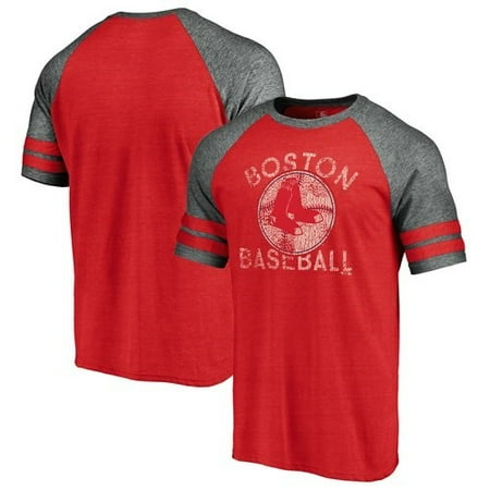 - Boston Red Sox Fanatics Branded Cooperstown Collection Earn Your Stripes Two-Stripe Raglan T-Shirt - Red/Gray