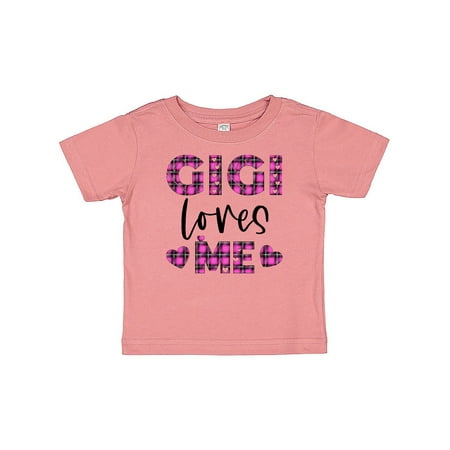 

Inktastic My Gigi Loves Me Hearts in Pink Plaid Gift Baby Boy or Baby Girl T-Shirt