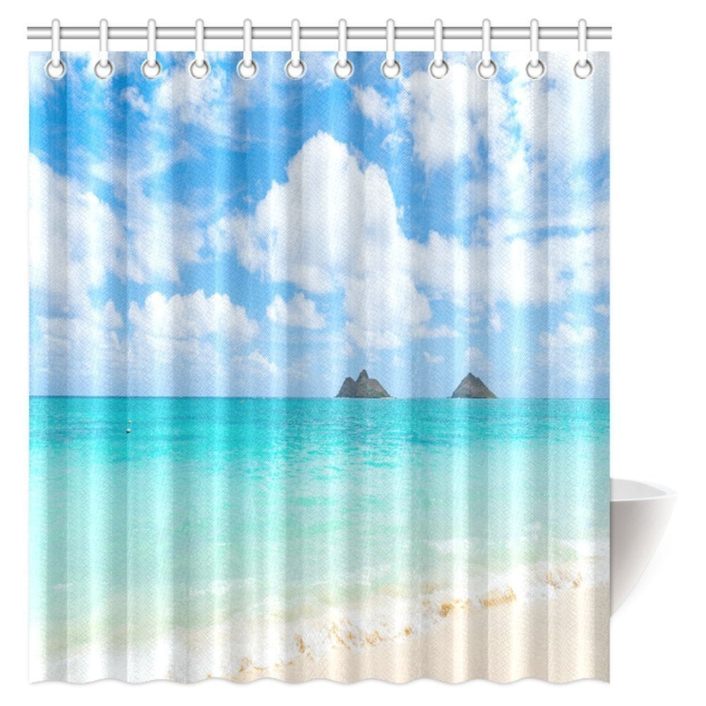 POP Tropical Coastal Contemporary Modern Decor Shower Curtain, Seascapes Ocean Beach Landscape ...