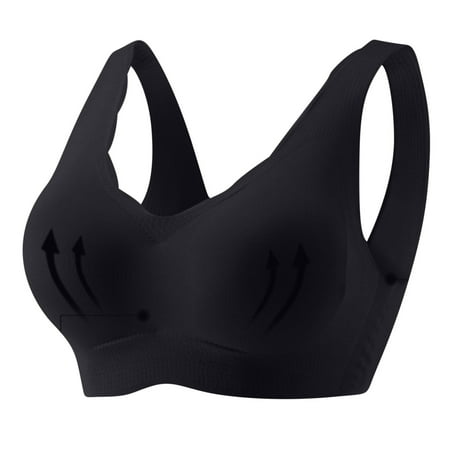 Ndbuld Bras for Women Plus Size Underwear Women Comfort Beautiful Back Seamless Seamless Bras Wireless Push UpT-shirt Bras Bralettes Thin Soft Everyday Bra Christmas Gift M Black