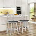 thumbnail image 2 of Costway Set of 2 Bar Stools Swivel Pub Height Chairs w/ Rubber Wood Legs White, 2 of 9