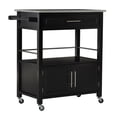 thumbnail image 1 of Linon Cameron Chariot de Cuisine Roulant avec Dessus en Bois Granit, Grand Rangement, Noir, 1 of 18