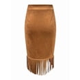 thumbnail image 6 of Skirt for Women High Waisted Fall Winter Tassel Short Mini Skirt Light Brown XXL, 6 of 7