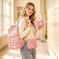 thumbnail image 2 of 3 Pieces Bow Print Backpack Set with Crossbody Bag & Mini Pouch, Water Resistant Multi Pocket Travel Camping Daypack with Breathable Straps, 2 of 2