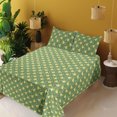 thumbnail image 2 of Ambesonne Lemon Print Fitted & Flat Sheet with Sham 3 Pcs Set, Vintage Citrus Pattern, Twin XL, Fern Green and Yellow, 2 of 5