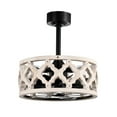 thumbnail image 3 of Mica 16 in. 3-Light Indoor Matte Black and Wood Grain Finish Ceiling Fan with Light Kit, 3 of 5