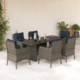thumbnail image 1 of vidaXL 7 Piece Garden Dining Set with Cushions Grey Poly Rattan, 1 of 5