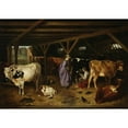 thumbnail image 2 of Józef Brodowski 18x14 Black Ornate Wood Framed Double Matted Museum Art Print Titled - In the Barn (1872), 2 of 5