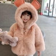 thumbnail image 4 of Fashion Thickening Fleece Outerwear Casual Solid Color Snowsuit Girl's Plus Velvet Faux Fur Winter Princess Hooded Jackets Clothes, 4 of 7