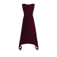 thumbnail image 4 of Uaswgudfs Women's Sleeveless Flowy Maxi Dress with Irregular Hem - Casual A-Line Summer Sundress & Minimalist Design Wine XL, 4 of 8