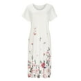 thumbnail image 4 of SMihono Summer Boho Dress pour Femmes Plus Size Mode Femmes Confortable Décontracté Col Rond Manches Courtes Imprimé Fente Dress France, 4 of 8