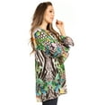 thumbnail image 4 of Sakkas Elvira Women's Loose Long Sleeve Swing Top Tunic Blouse Floral Scoop Neck - 597-Green - L/XL, 4 of 5