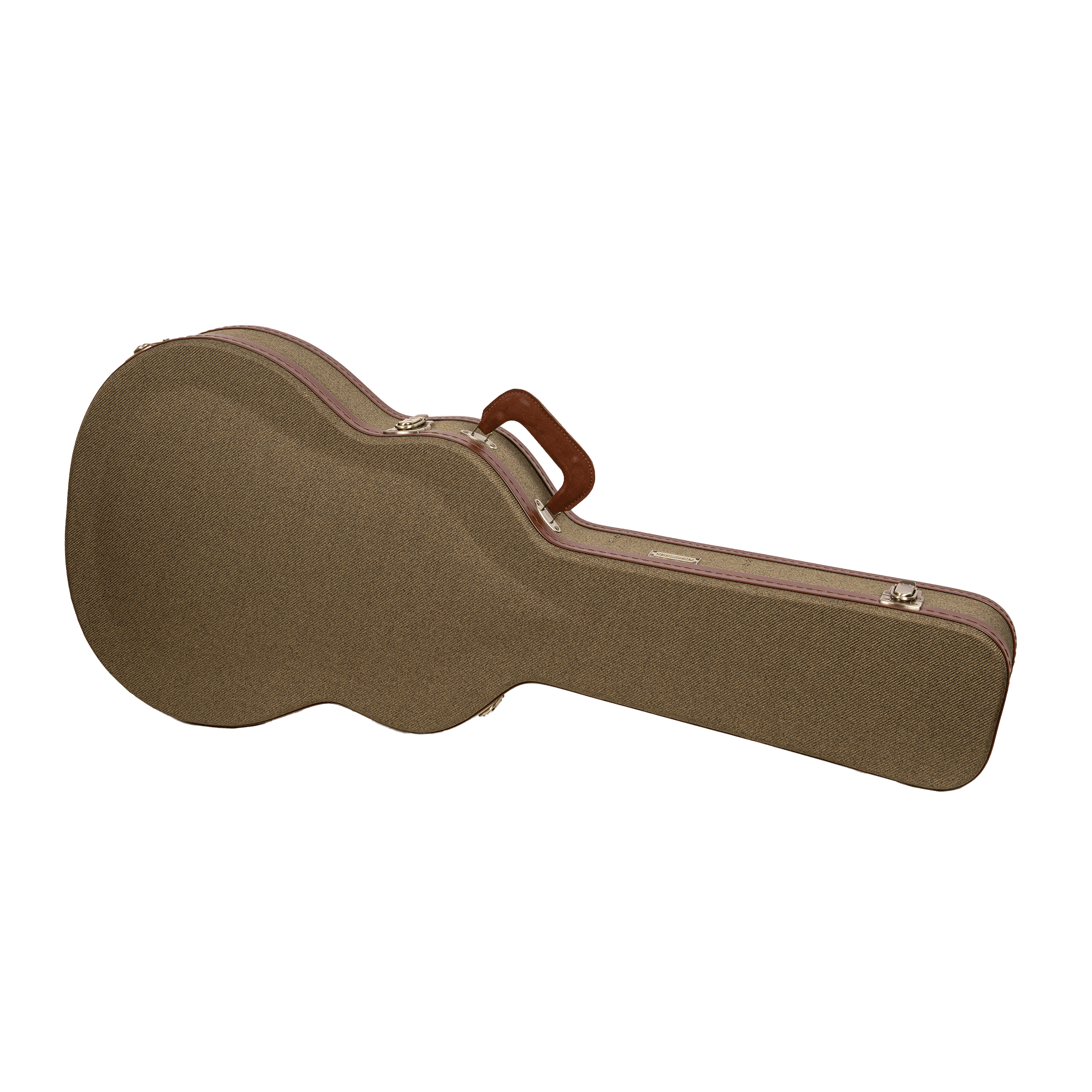 Crossrock Master Series-Wooden 335 Style 6-string Semi-Hollow Electric Guitar Case-Security Lock, Genuine Leather Handle, Reinforced Hardware, Metal Feet, Storage Space- Olive Green Tweed