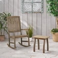 thumbnail image 3 of Noble House Arcadia Outdoor Acacia Wood Rocking Chair and Side Table Set Gray, 3 of 4