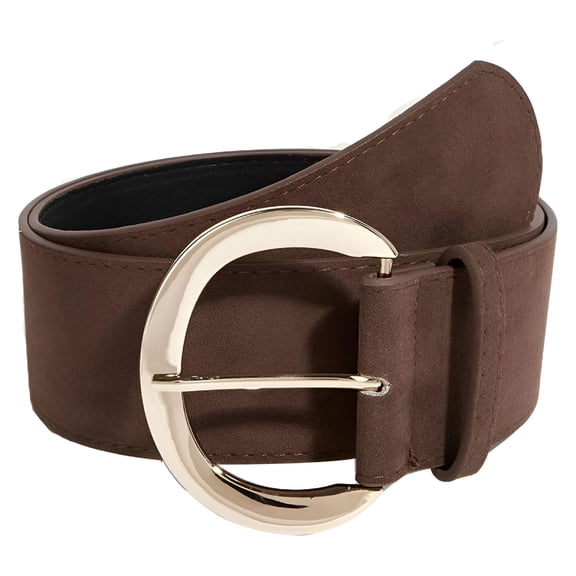 TELOLY Fashion Women'S Retro Wide Faux Suede Leather Waist Belt for Jeans Dress Coats Casual Wear Brown Suede Belt Women